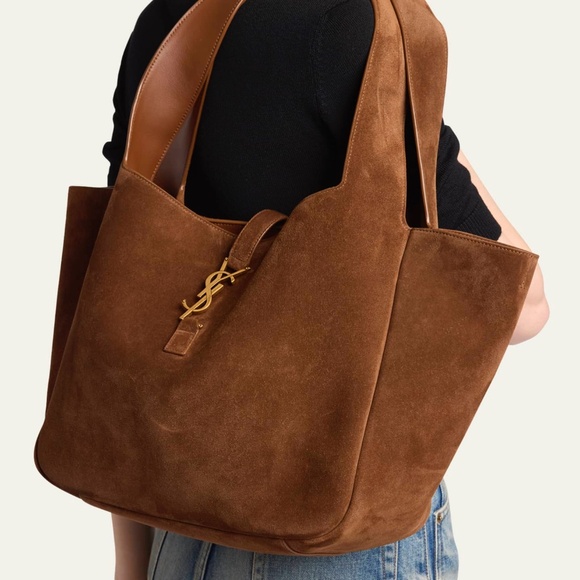 Saint Laurent Bea YSL Cabas Tote Bag in Suede - Picture 1 of 5